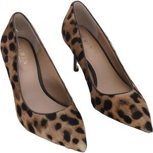 Lauren Ralph Lanette Leopard Pointed Toe Pumps Chestnut Brown Women's US 5.5M